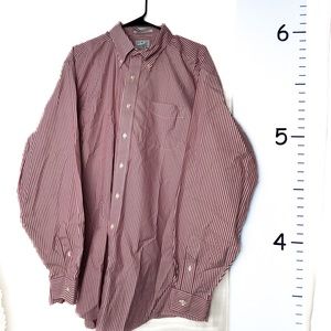 L.L. Bean Red White Stripe‎ Button-down Shirt Men's XL Tall OCUY7